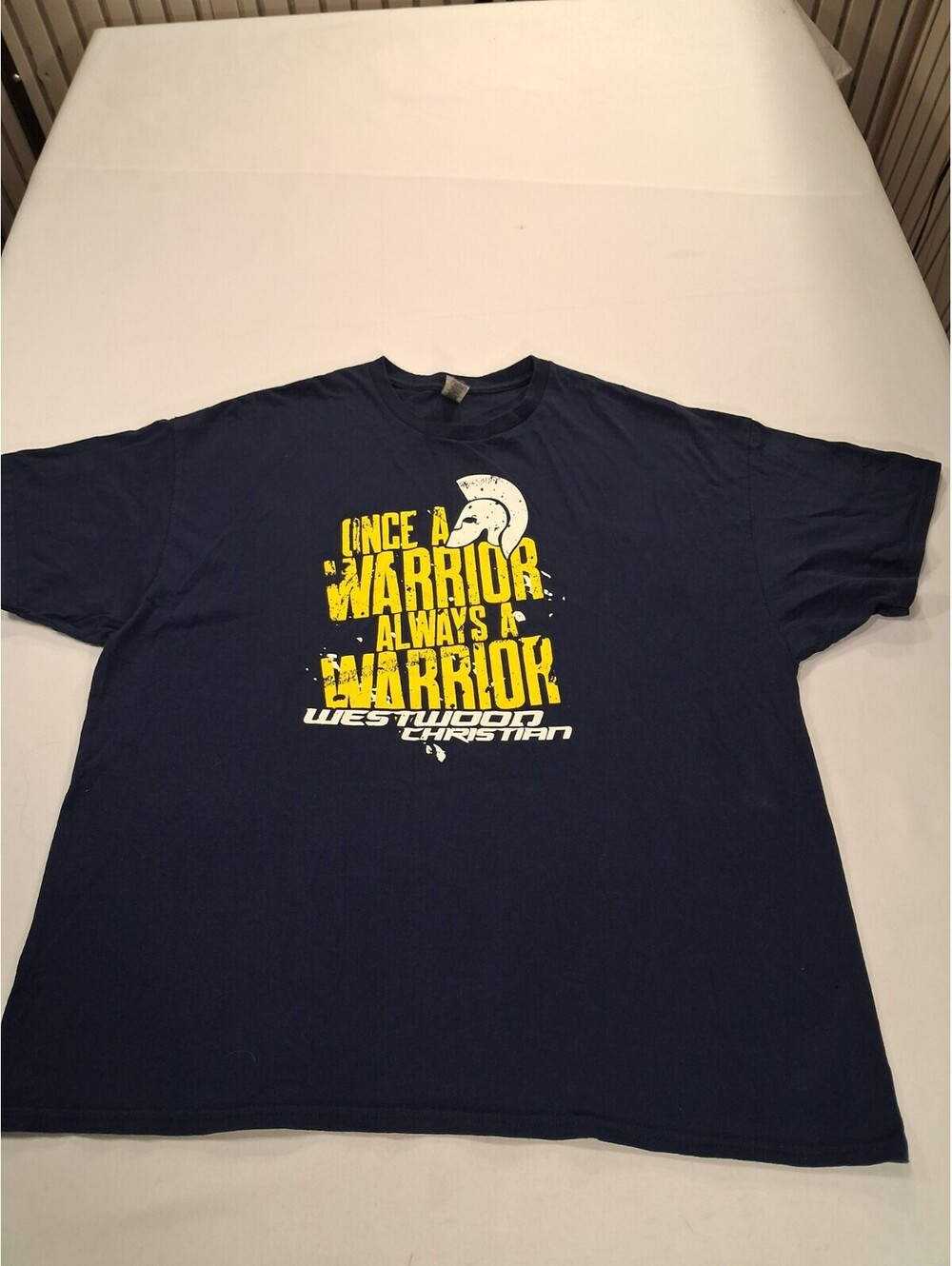 Gildan Heavy Cotton Once A Warrior Always Warrior Men's 2XL Blue Graphic T-Shirt